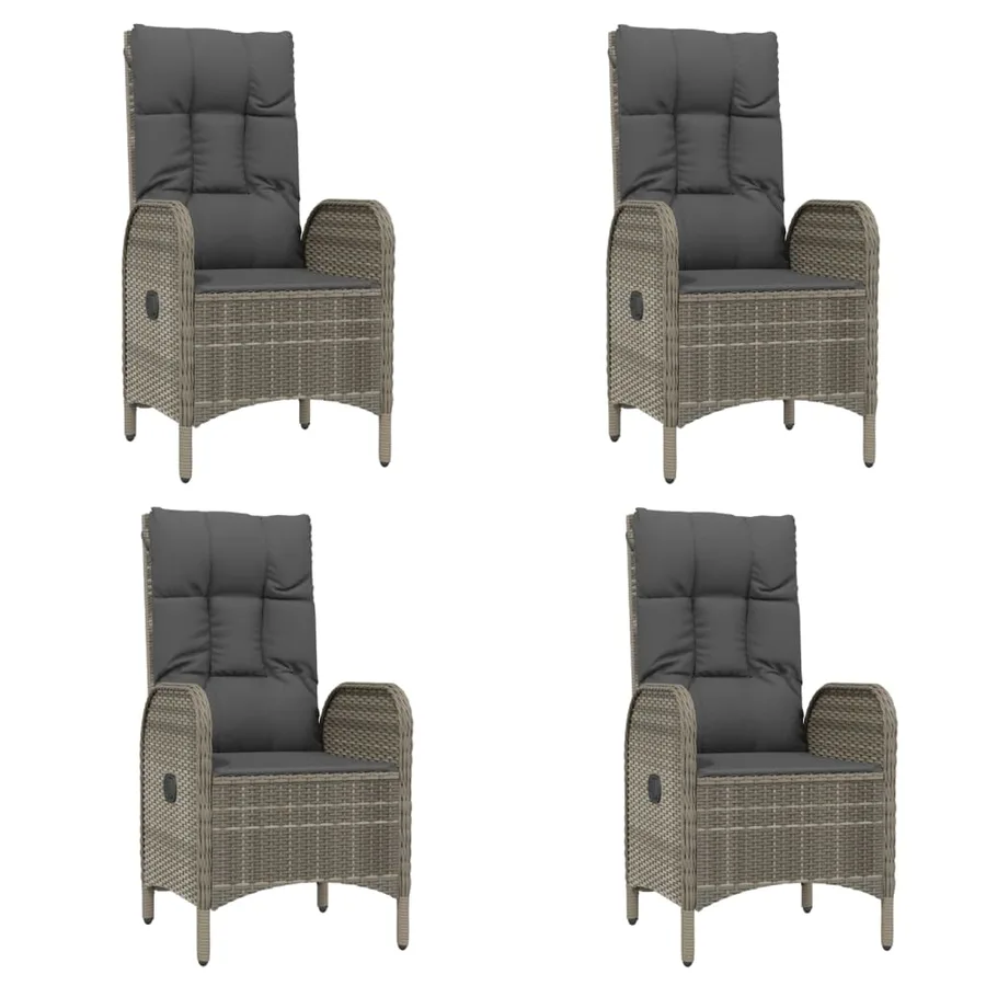 Ensemble à manger de jardin 5 pcs coussins gris résine tressée - 4
