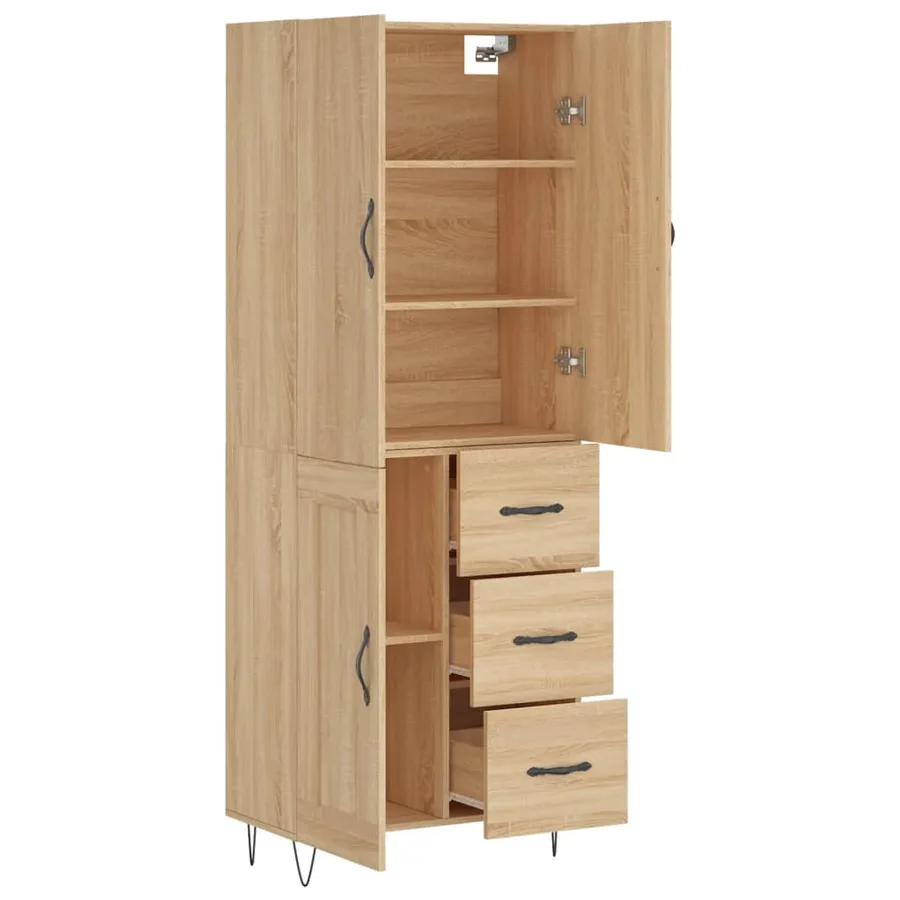 Buffet haut Chêne sonoma 69,5x34x180 cm Bois d'ingénierie - 4