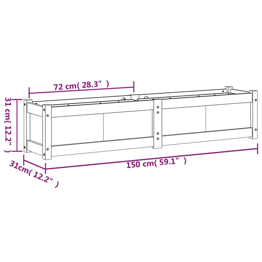 Jardinières 2 pcs blanc bois de pin massif - 11