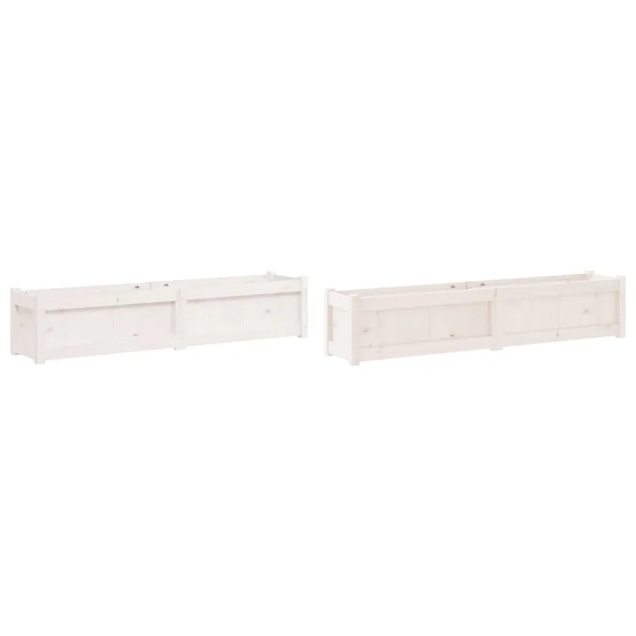 Jardinières 2 pcs blanc bois de pin massif - 2
