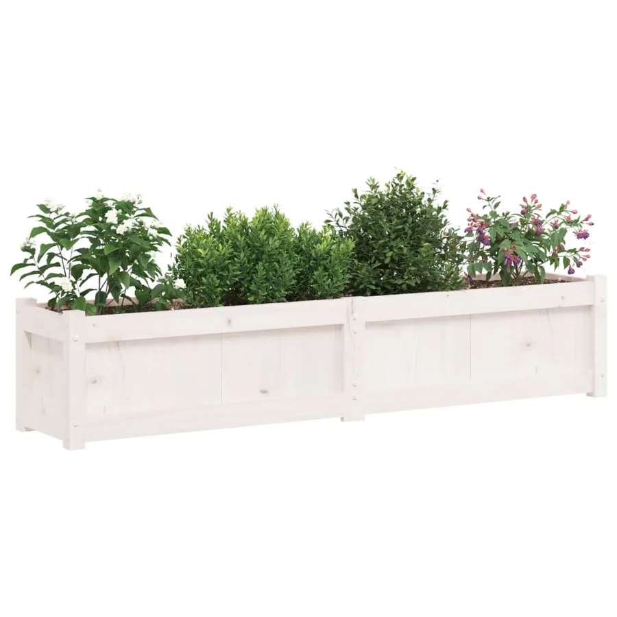 Jardinières 2 pcs blanc bois de pin massif - 3