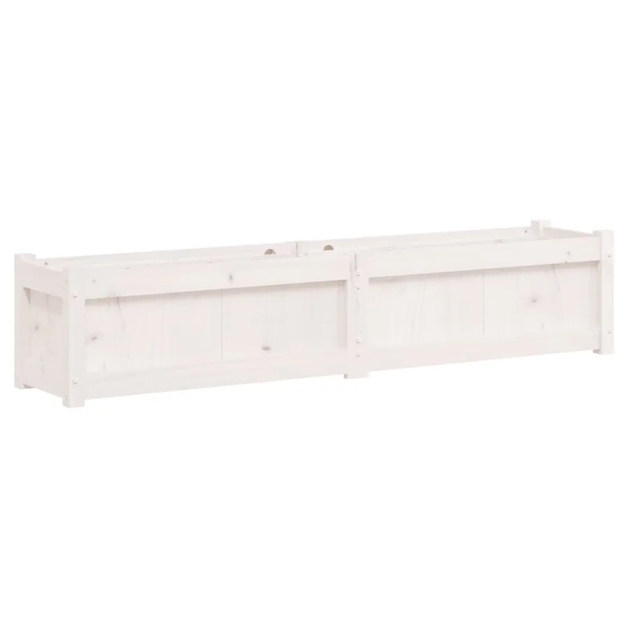 Jardinières 2 pcs blanc bois de pin massif - 4