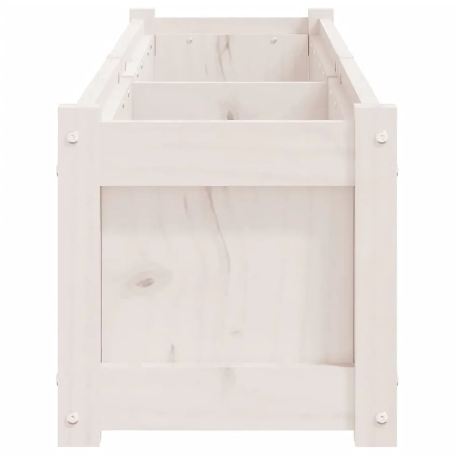 Jardinières 2 pcs blanc bois de pin massif - 6
