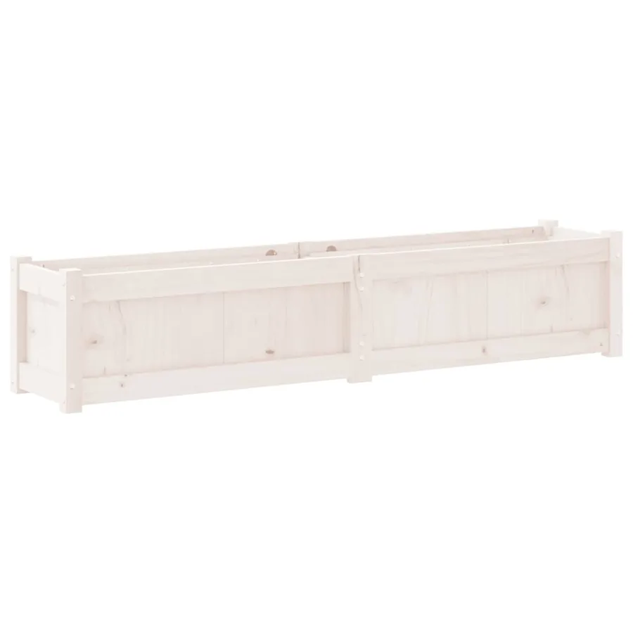 Jardinières 2 pcs blanc bois de pin massif - 7