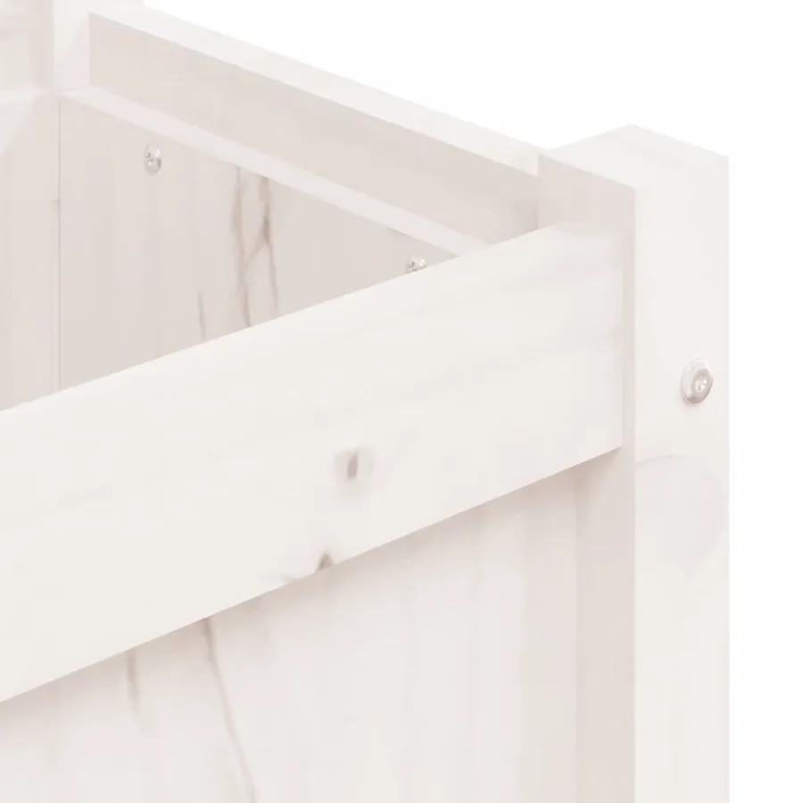 Jardinières 2 pcs blanc bois de pin massif - 9