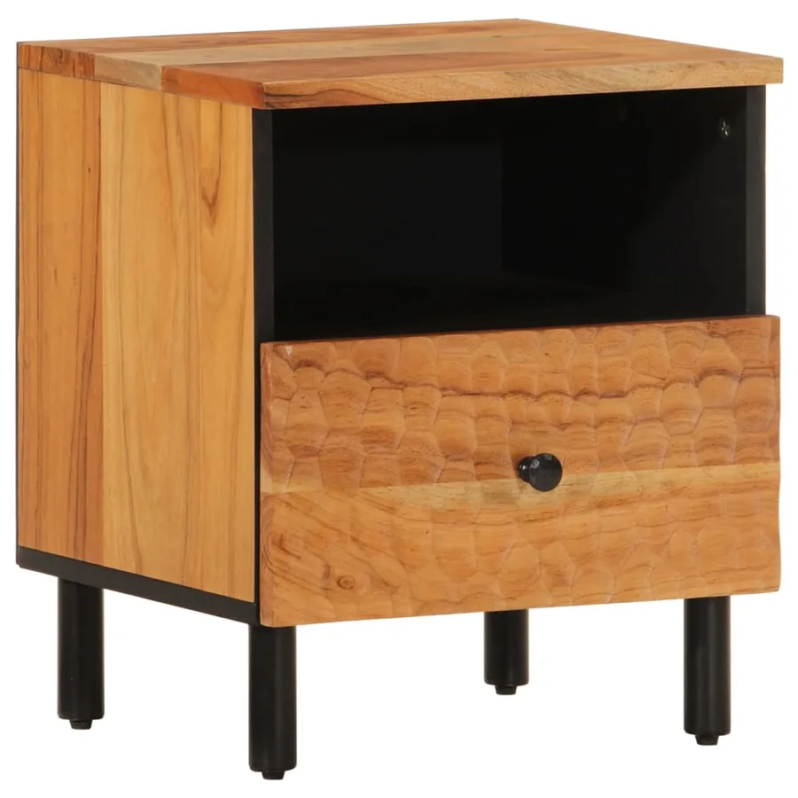 Tables de chevet 2 pcs 40x33x46 cm Bois d'acacia massif - 3