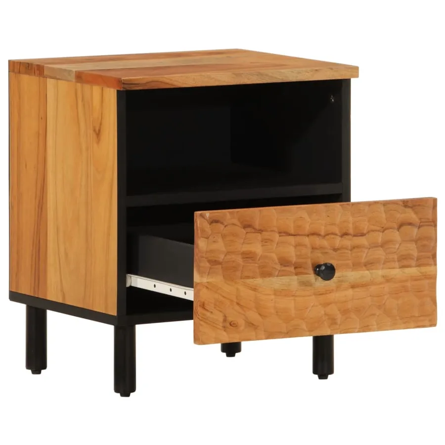 Tables de chevet 2 pcs 40x33x46 cm Bois d'acacia massif - 4