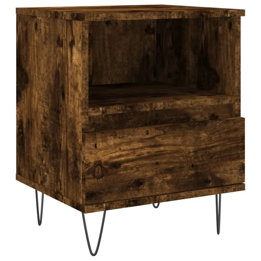 Table de chevet chêne fumé 40x35x50 cm bois d’ingénierie - 2