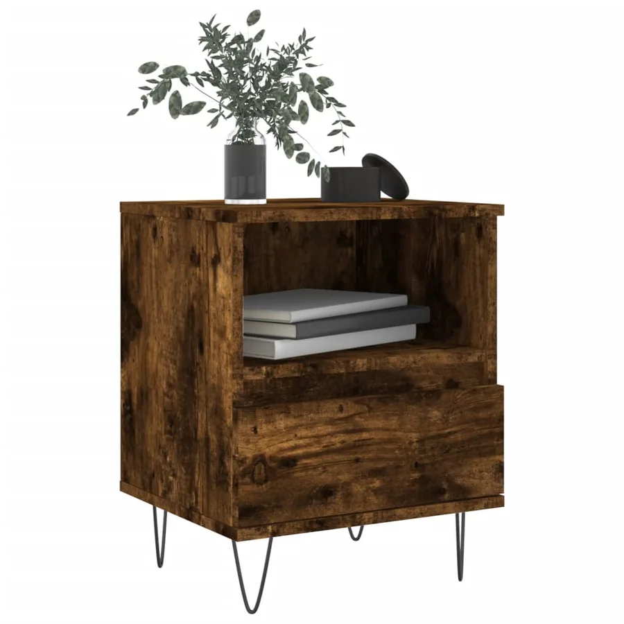 Table de chevet chêne fumé 40x35x50 cm bois d’ingénierie - 3