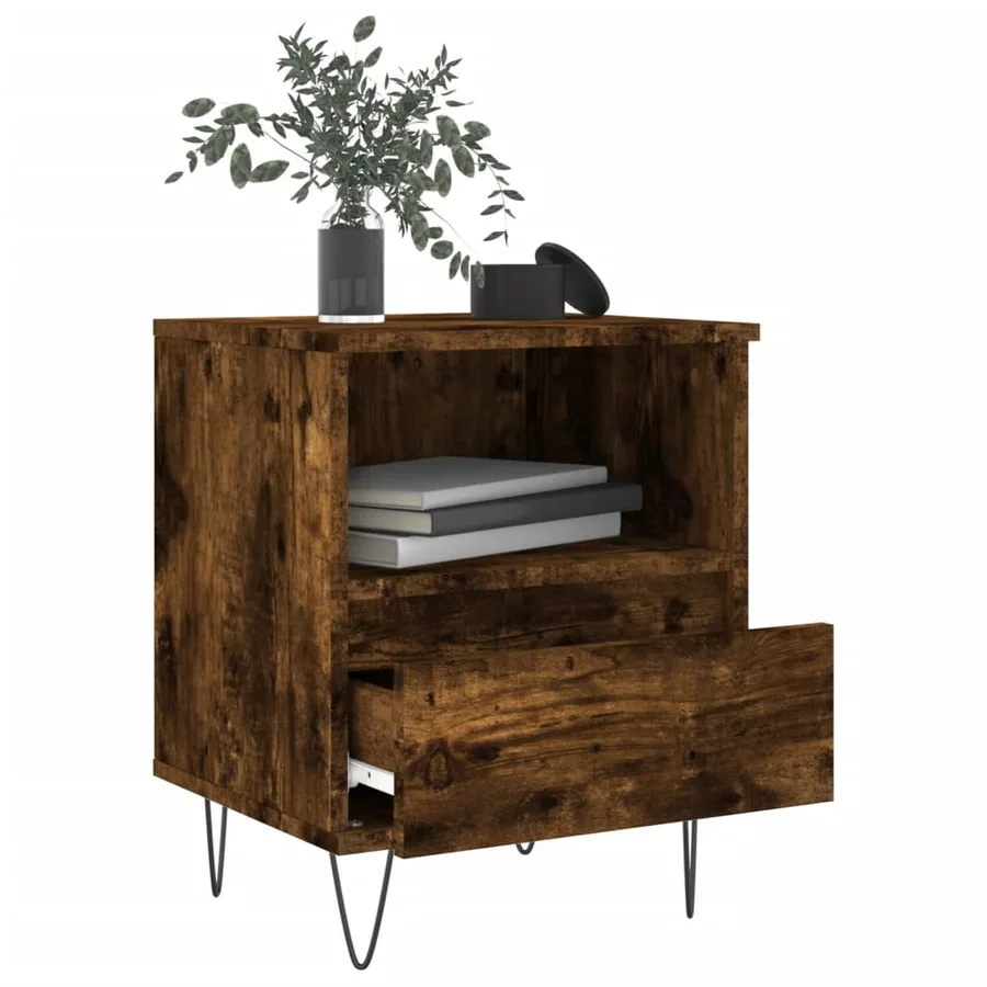 Table de chevet chêne fumé 40x35x50 cm bois d’ingénierie - 4