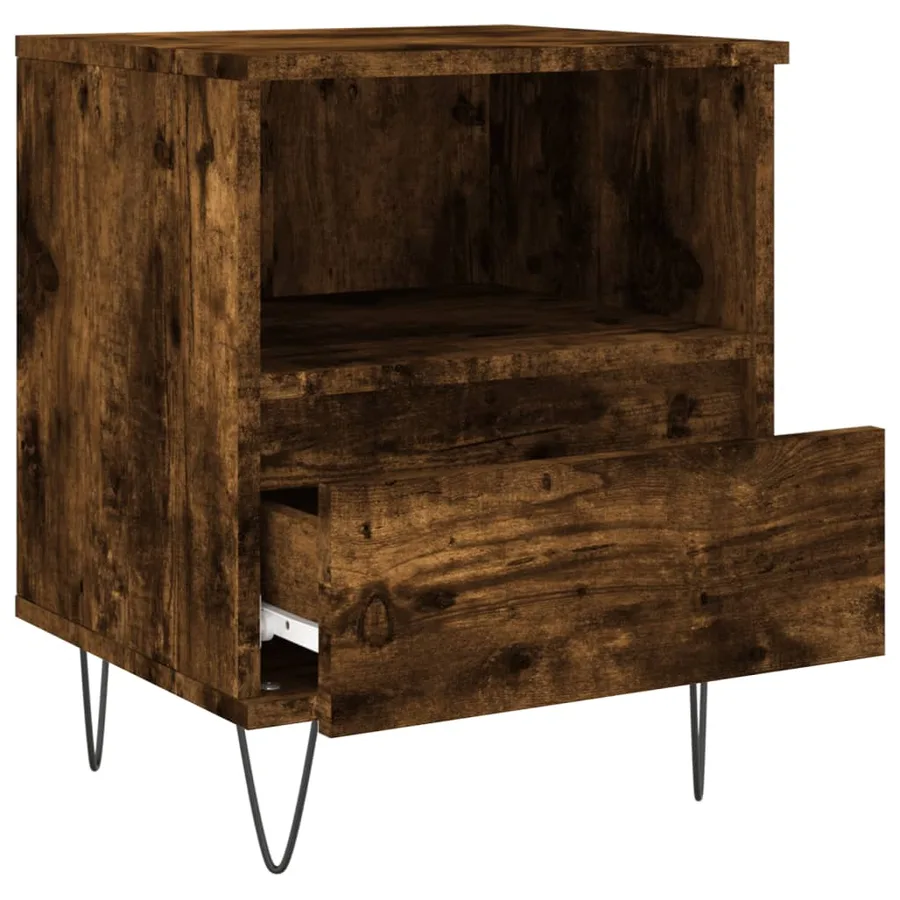Table de chevet chêne fumé 40x35x50 cm bois d’ingénierie - 5