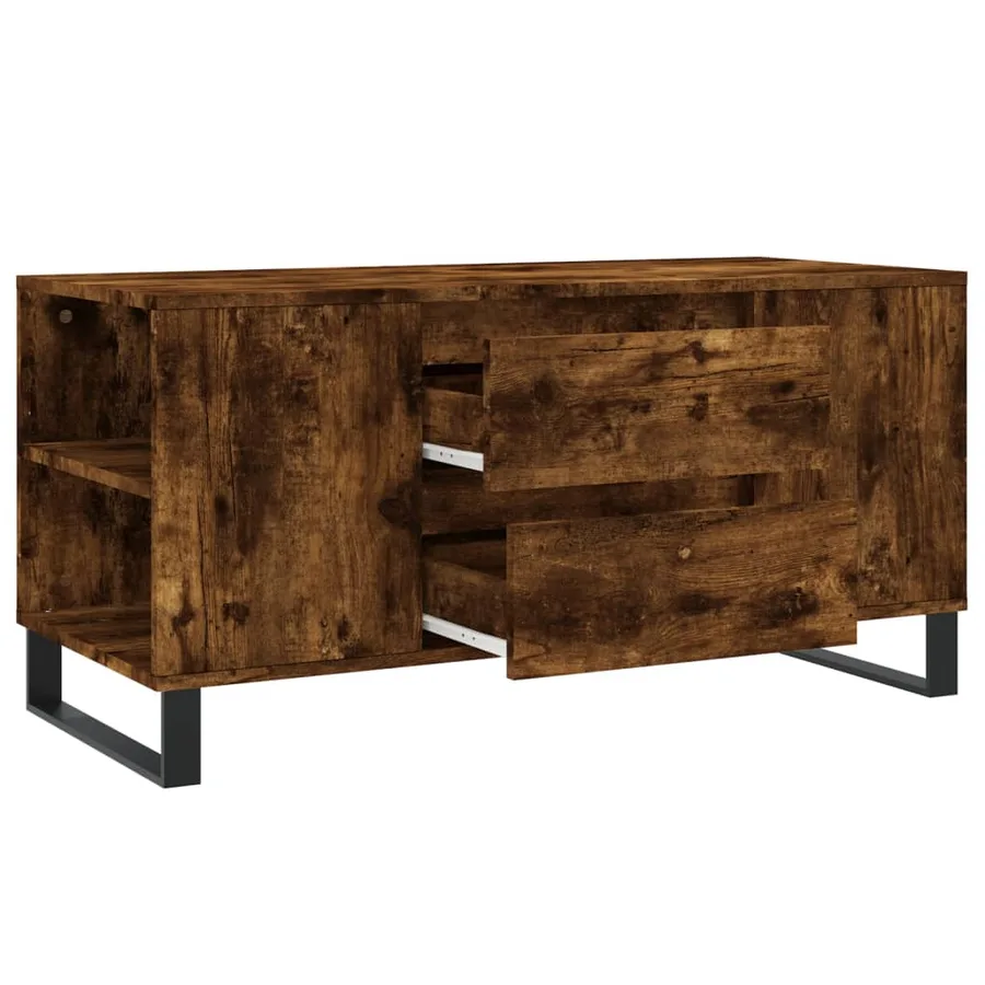 Table basse chêne fumé 102x44,5x50 cm bois d'ingénierie - 6