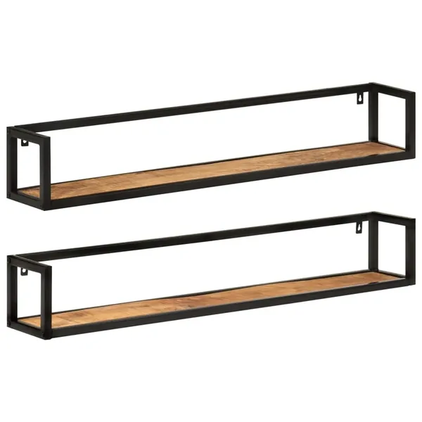 Étagères murales 2 pcs 110x17x17 cm bois massif manguier et fer