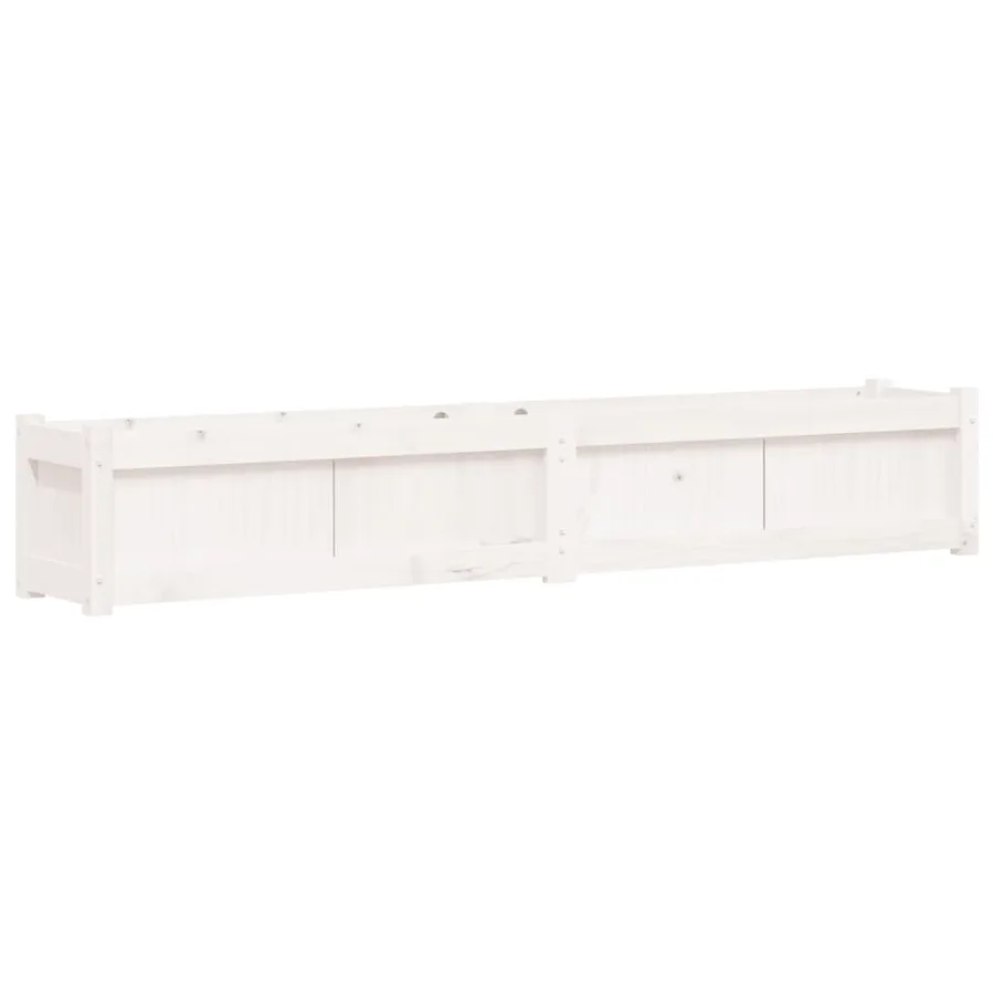 Jardinière blanc 180x31x31 cm bois de pin massif - 7