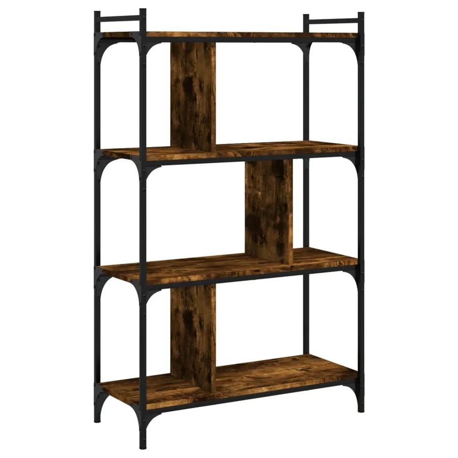 Bibliothèque 4 niveaux chêne fumé 76x32x123cm bois d'ingénierie - 2