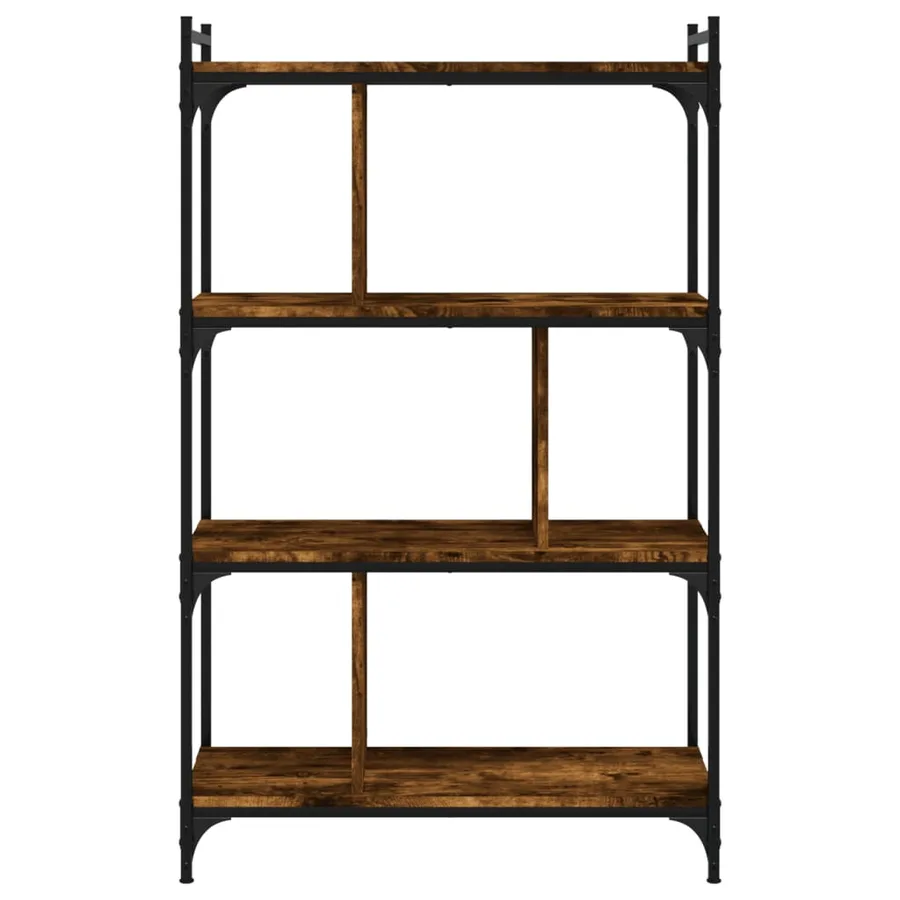 Bibliothèque 4 niveaux chêne fumé 76x32x123cm bois d'ingénierie - 3