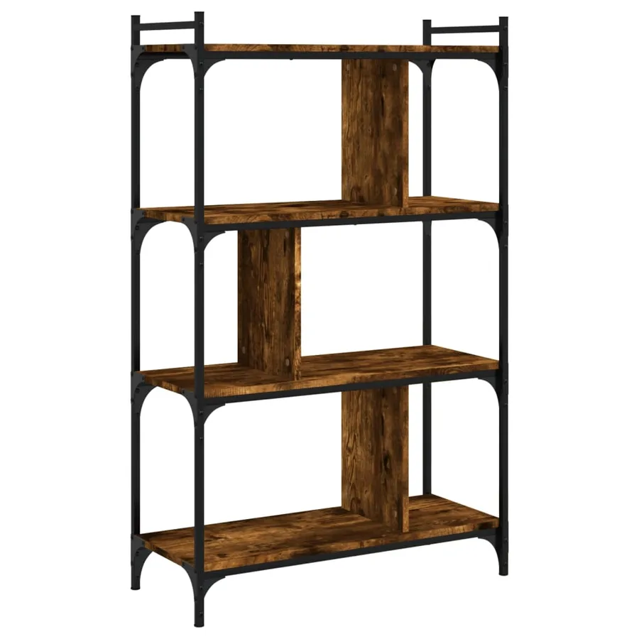 Bibliothèque 4 niveaux chêne fumé 76x32x123cm bois d'ingénierie - 4