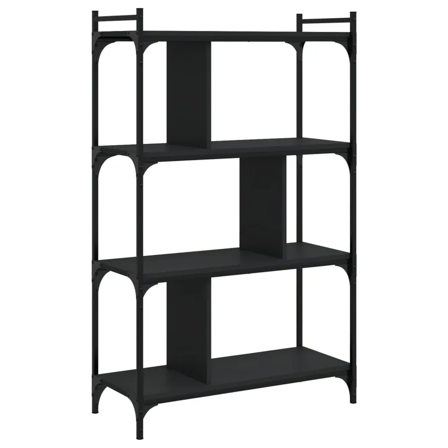 Bibliothèque à 4 niveaux noir 76x32x123 cm bois d'ingénierie - 2