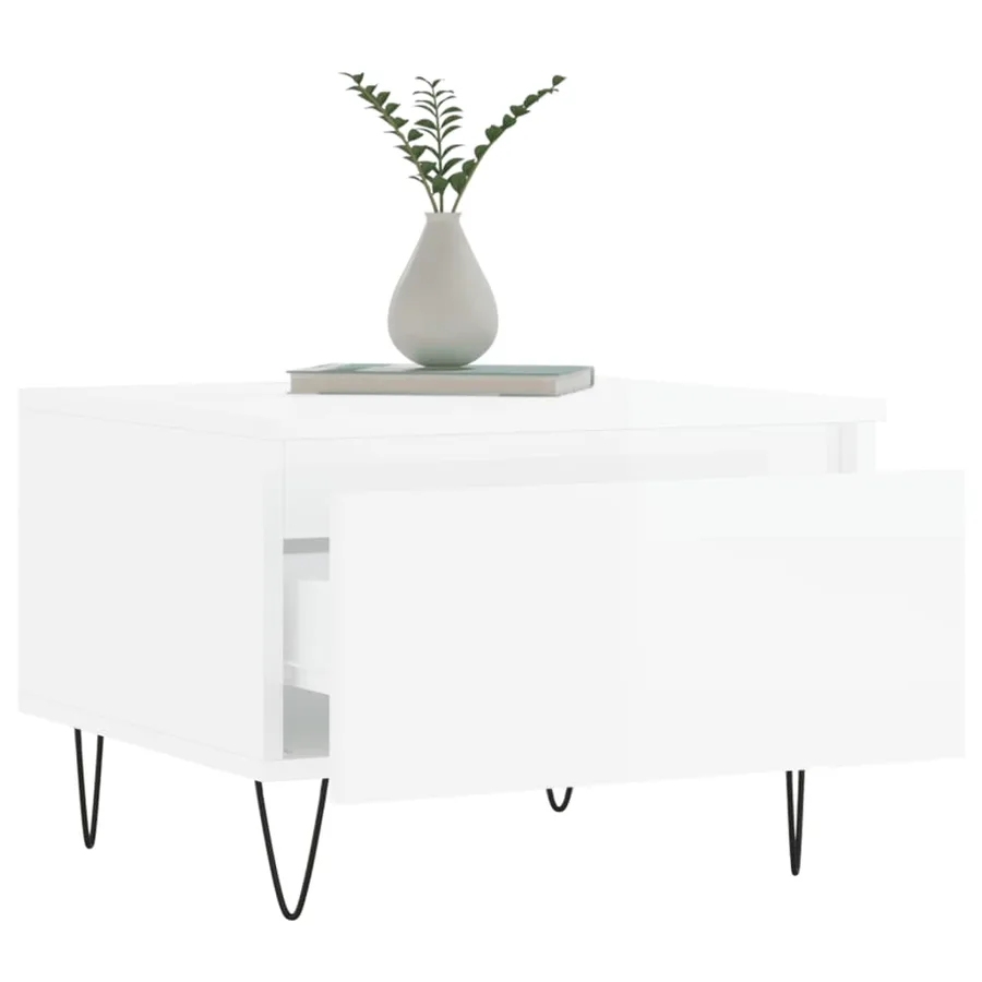 Tables basses 2 pcs blanc brillant 50x46x35cm bois d'ingénierie - 4