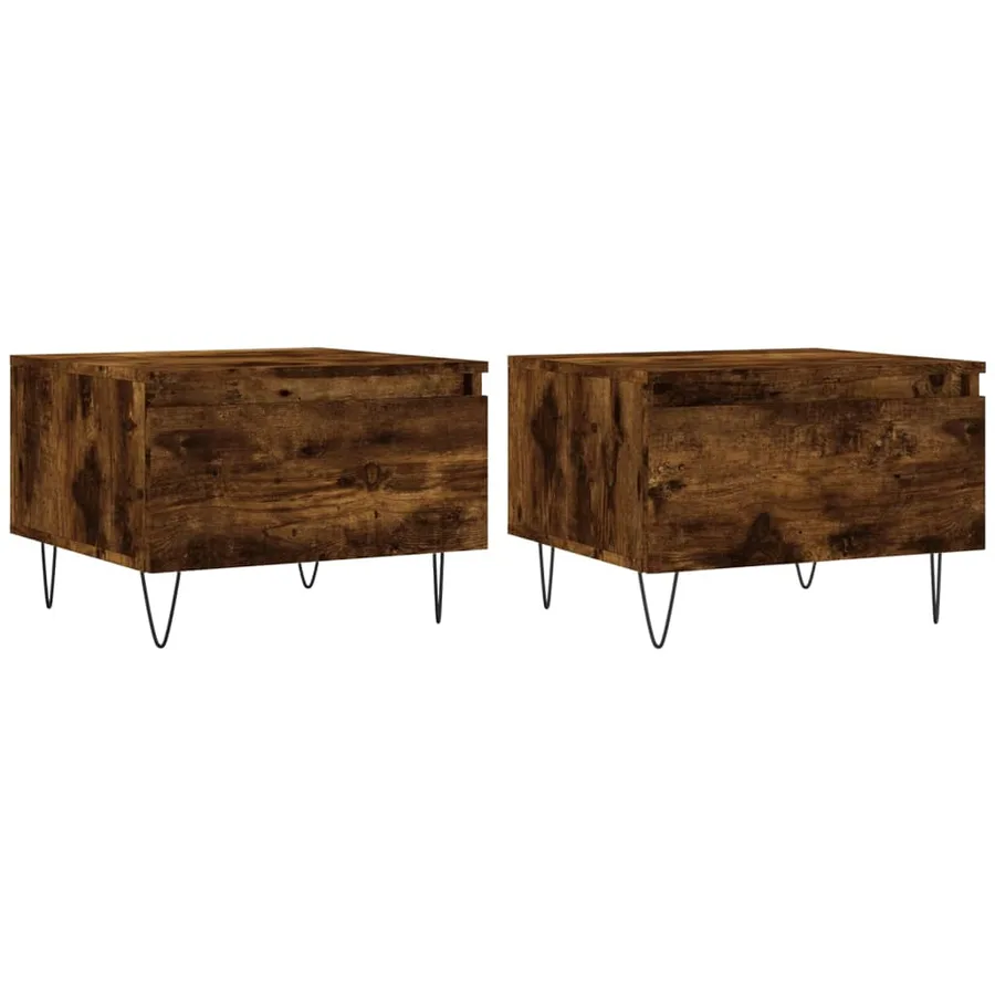 Tables basses 2 pcs chêne fumé 50x46x35 cm bois d'ingénierie - 2