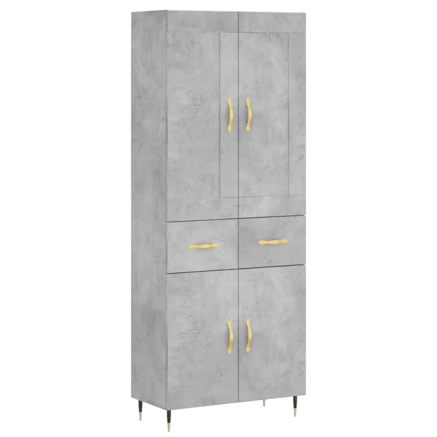 Buffet haut Gris béton 69,5x34x180 cm Bois d'ingénierie - 2