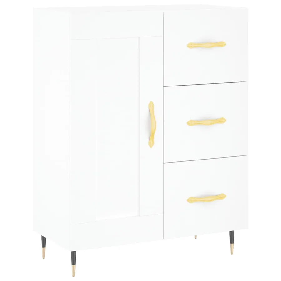 Buffet haut Blanc 69,5x34x180 cm Bois d'ingénierie - 6
