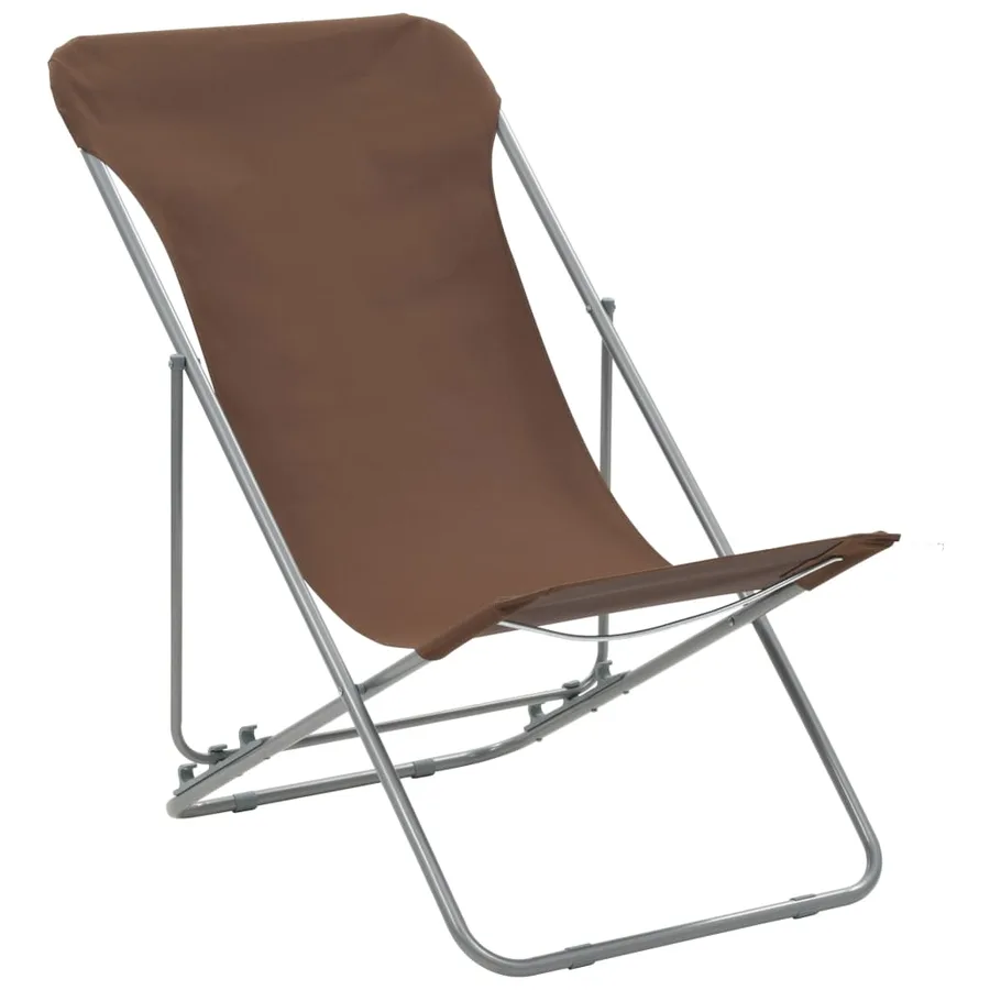 Chaises de plage pliables lot de 2 Acier et tissu oxford Marron - 2