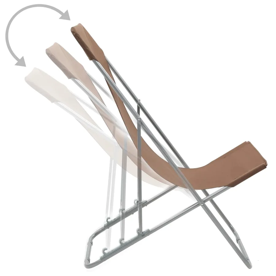 Chaises de plage pliables lot de 2 Acier et tissu oxford Marron - 5