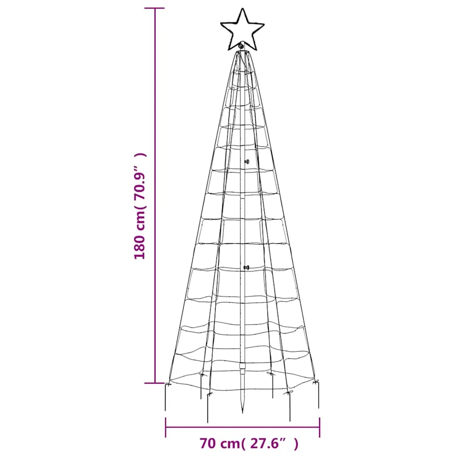 Sapin de Noël à LED avec piquets 220 LED bleu 180 cm - 11