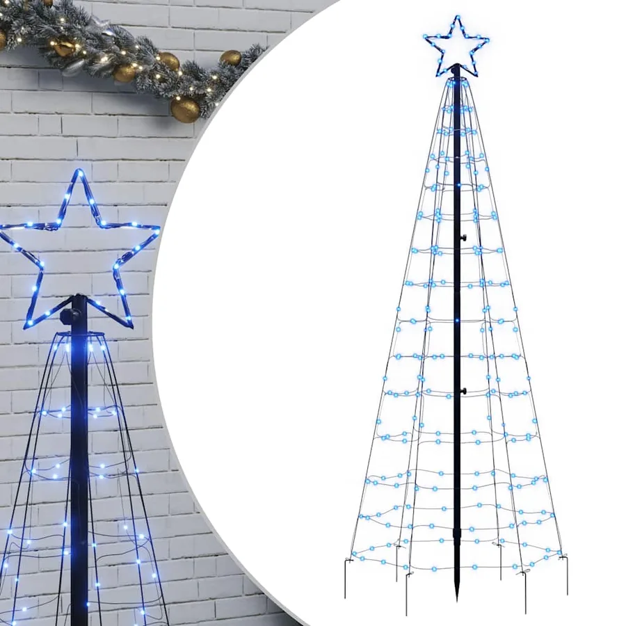 Sapin de Noël à LED avec piquets 220 LED bleu 180 cm - 2