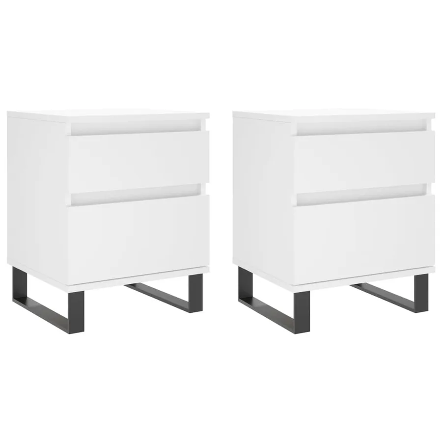 Tables de chevet 2 pcs blanc 40x35x50 cm bois d’ingénierie - 2