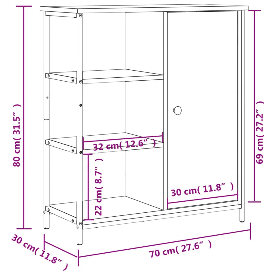 Buffet chêne fumé 70x30x80 cm bois d'ingénierie - 12