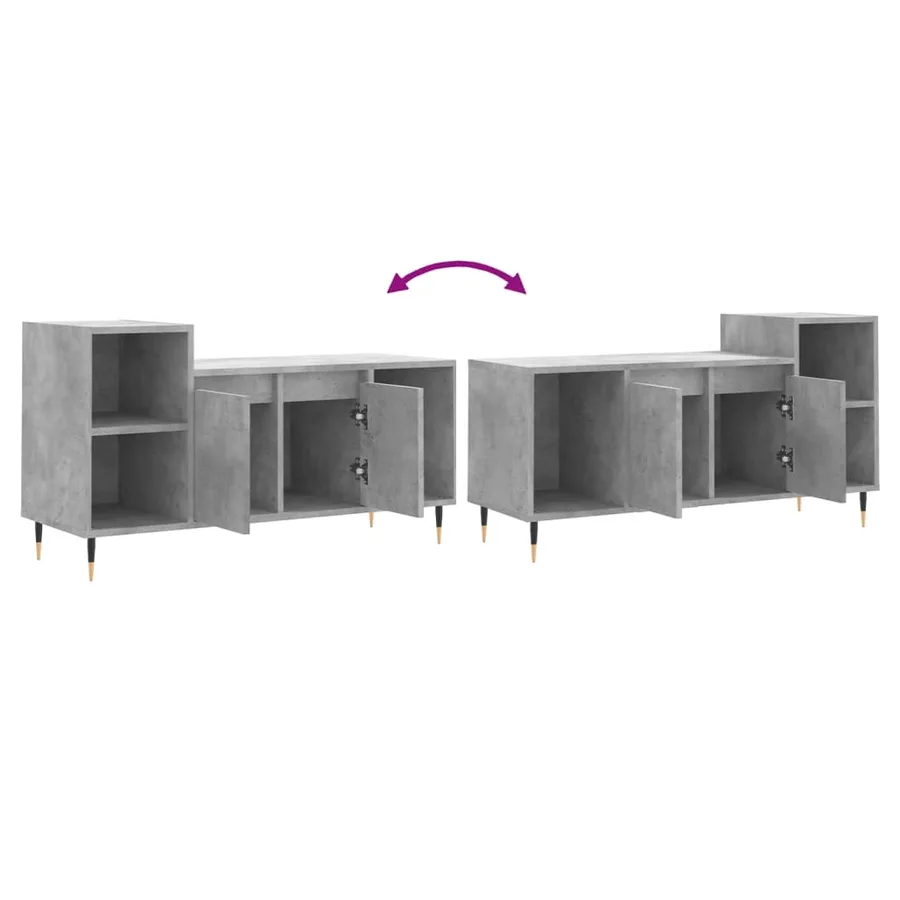 Meuble TV Gris béton 100x35x55 cm Bois d'ingénierie - 9