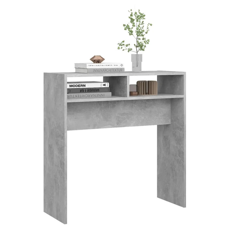 Table console gris béton 78x30x80 cm bois d'ingénierie - 6