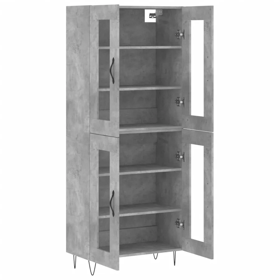 Buffet haut Gris béton 69,5x34x180 cm Bois d'ingénierie - 4