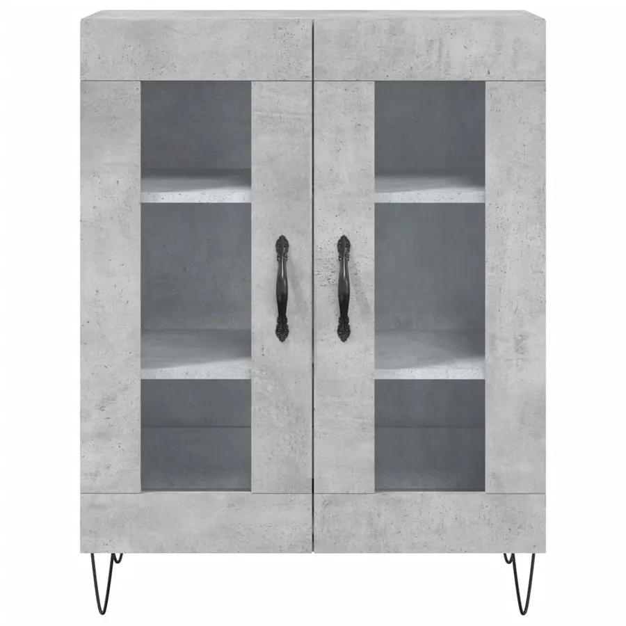 Buffet haut Gris béton 69,5x34x180 cm Bois d'ingénierie - 8