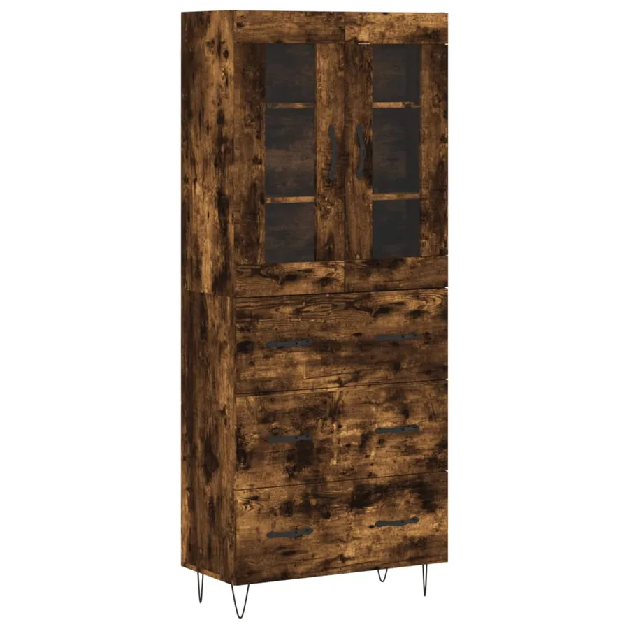 Buffet haut Chêne fumé 69,5x34x180 cm Bois d'ingénierie - 2