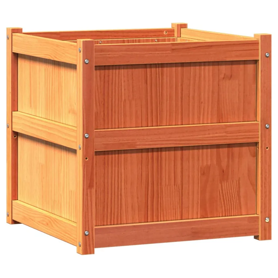 Jardinière cire marron 60x60x60 cm bois de pin massif - 2