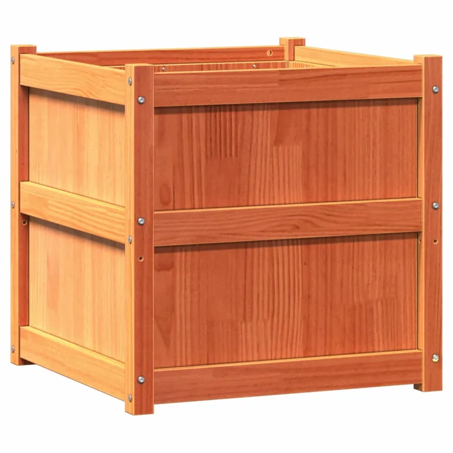 Jardinière cire marron 60x60x60 cm bois de pin massif - 7
