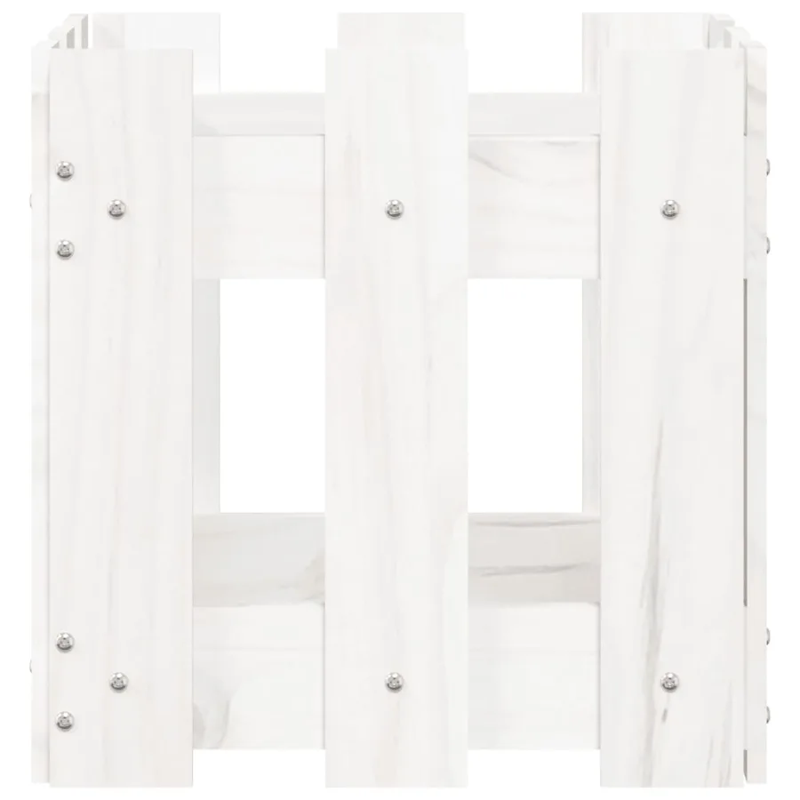 Jardinière avec design de clôture blanc 30x30x30 cm pin massif - 5