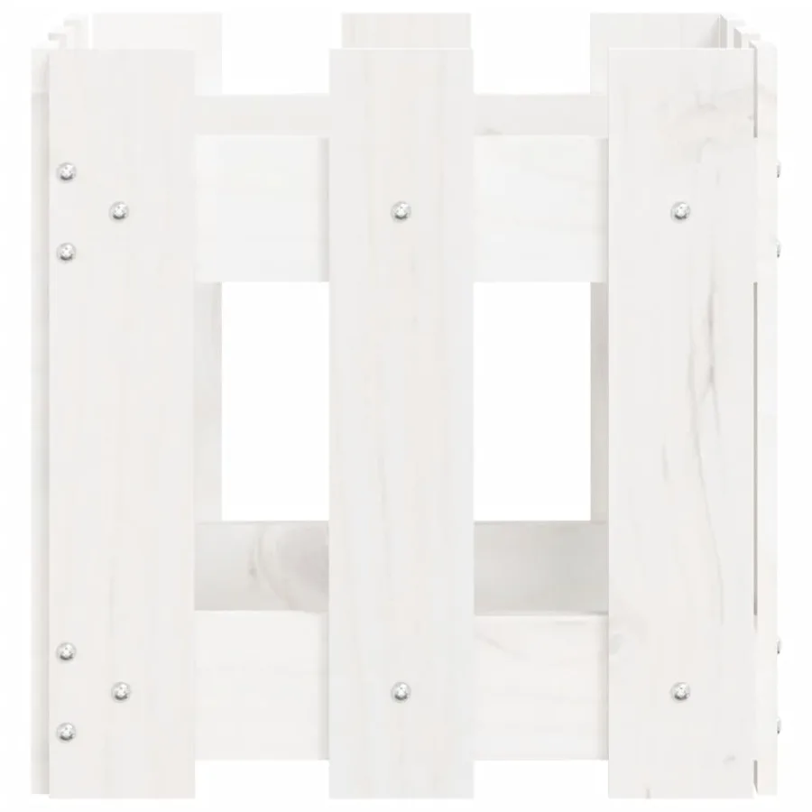 Jardinière avec design de clôture blanc 30x30x30 cm pin massif - 6