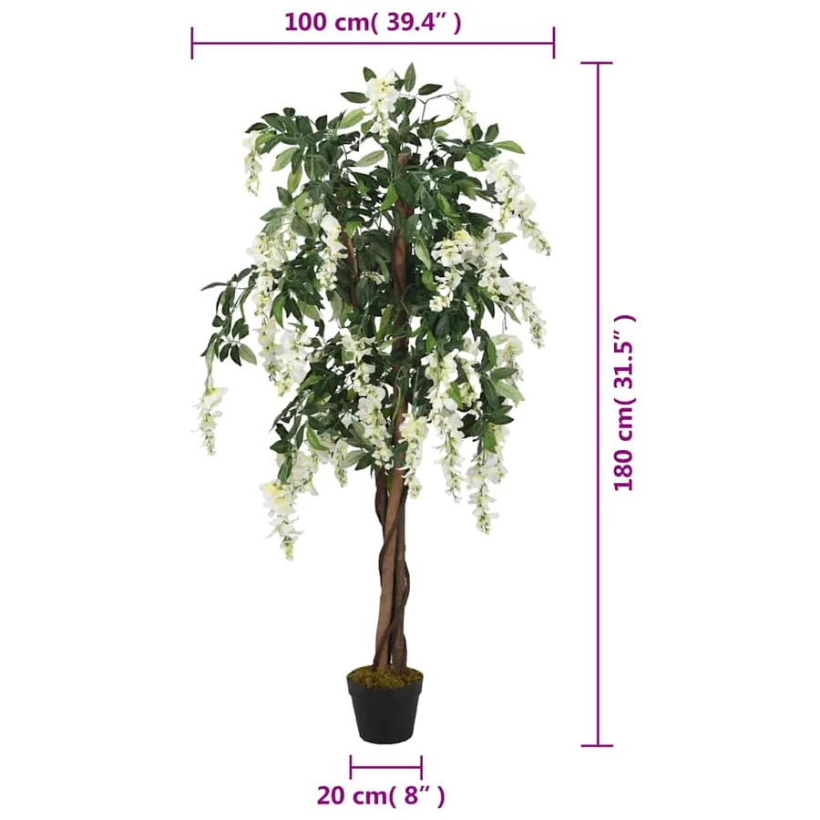 Glycine artificielle 1260 feuilles 180 cm vert et blanc - 5