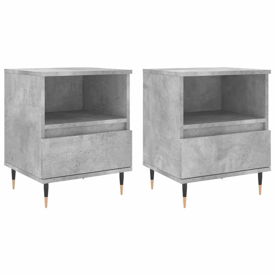 Tables de chevet 2 pcs gris béton 40x35x50 cm bois d’ingénierie - 2