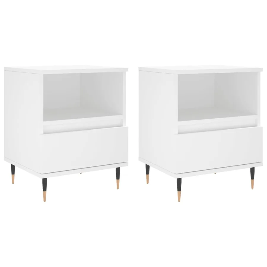 Tables de chevet 2 pcs blanc 40x35x50 cm bois d’ingénierie - 2