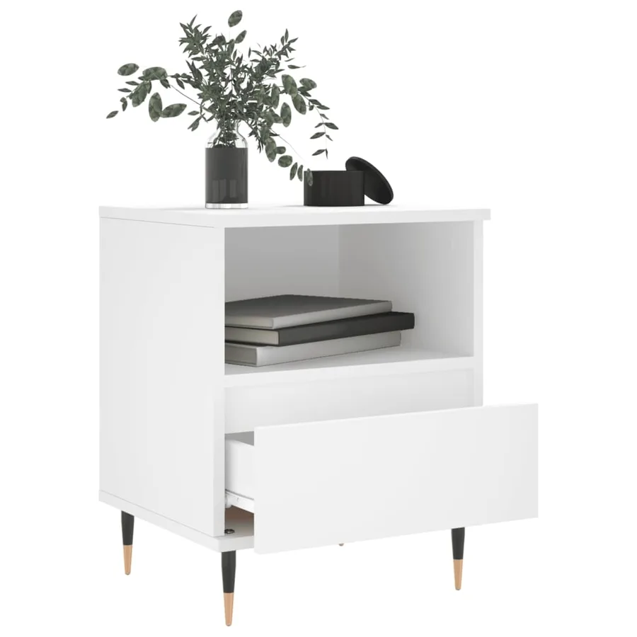 Tables de chevet 2 pcs blanc 40x35x50 cm bois d’ingénierie - 4