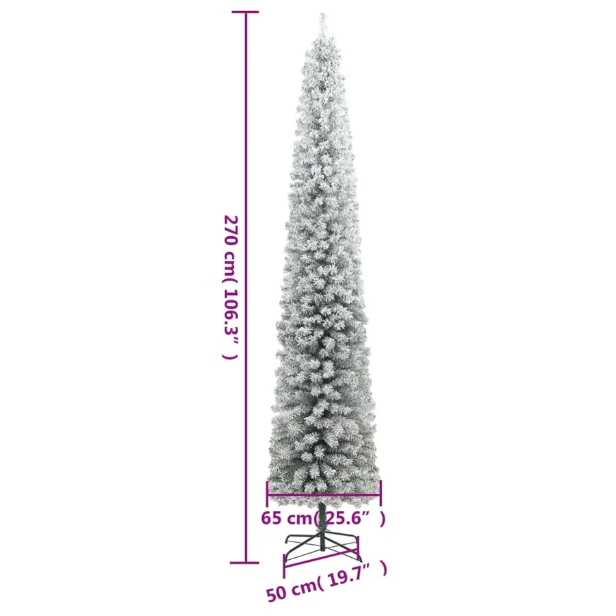 Sapin de Noël mince avec support et flocon de neige 270 cm PVC - 7