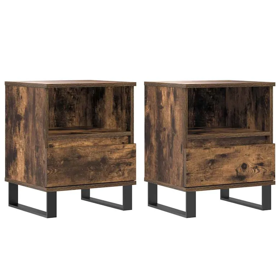Tables de chevet 2 pcs chêne fumé 40x35x50 cm bois ingénierie - 2