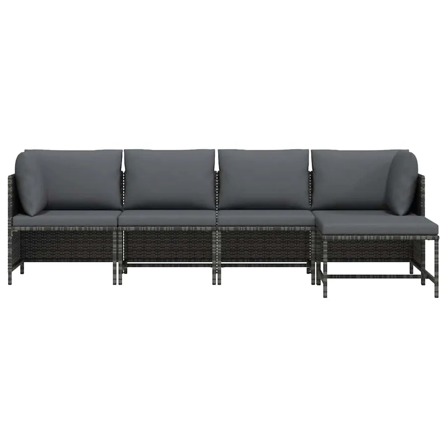 Salon de jardin 4 pcs avec coussins Résine tressée Gris - 4