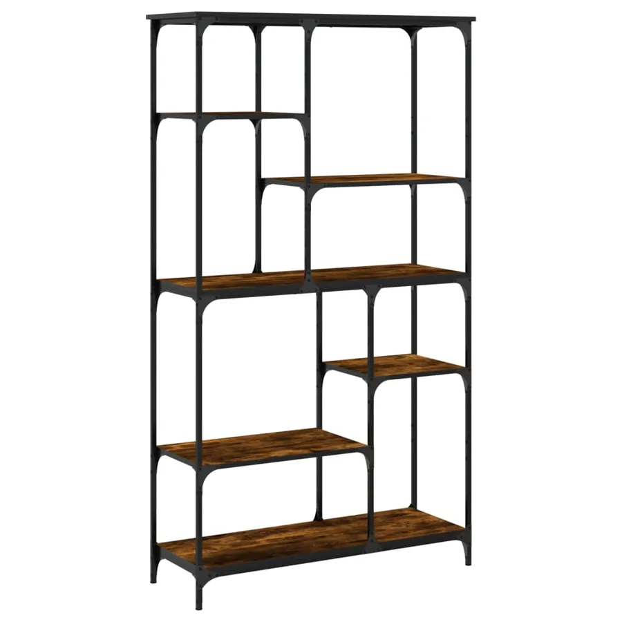 Bibliothèque chêne fumé 99x35,5x176 cm bois ingénierie acier - 6