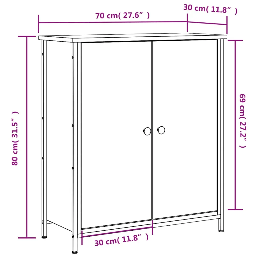 Buffet chêne sonoma 70x30x80 cm bois d'ingénierie - 11